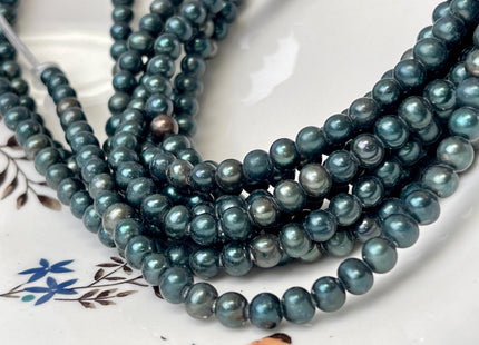 6 mm AA Large Hole Dark Sacramento Green Color Potato Freshwater Pearl Beads Hole Size 2.0 mm Genuine Green Color Freshwater Pearls #P3037