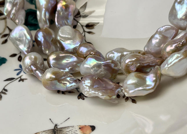15-18x30 mm AAA Rare Natural Seaweed Pink Baroque Pearl Genuine High Luster Quality Pearl With Iridescent Color #P3036