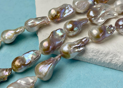15-18x30 mm AAA Rare Natural Seaweed Pink Baroque Pearl Genuine High Luster Quality Pearl With Iridescent Color #P3036