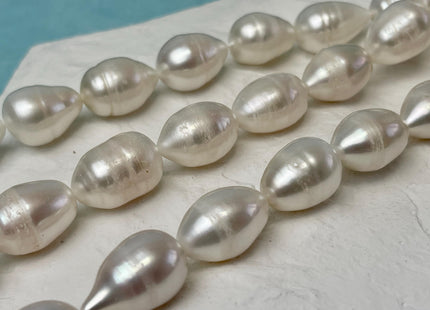 12x17-18 mm AA Natural White Tear-Drop Rice Shape Freshwater Pearl Beads Genuine Natural Color Freshwater Pearls #P3059