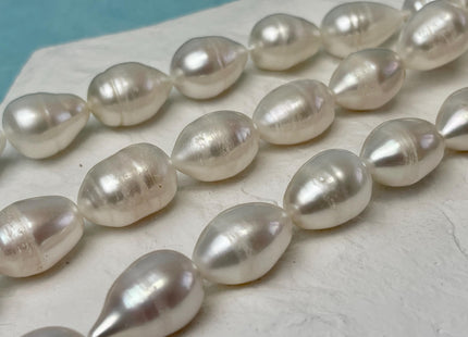 12x17-18 mm AA Natural White Tear-Drop Rice Shape Freshwater Pearl Beads Genuine Natural Color Freshwater Pearls #P3059