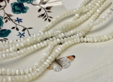 4x6 mm Smooth Rondelle Natural Mother of Pearl Gemstone Beads Genuine White MOP Beads 15.5 Inches Strand #4697