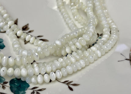 4x6 mm Smooth Rondelle Natural Mother of Pearl Gemstone Beads Genuine White MOP Beads 15.5 Inches Strand #4697