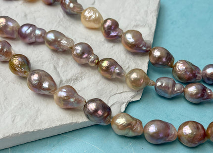 13-15x17 mm AAAA Rare Mixed Natural Mauve Pink Baroque Pearl Genuine Quality Tear Drop Edison Pearl With Iridescent Color 24 Beads #P3057