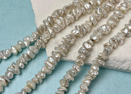 7-10 mm Natural White Rare Keshi Freshwater Pearl Beads Center Drilled Keshi Rondelle Genuine Freshwater Pearls C Grade #P3062