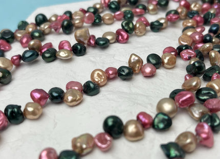 5-6x6-8 mm AA Mixed Green Champagne Pink Color Keshi Freshwater Pearl Beads Top Drilled Rare Genuine High Luster Tiny Pearls #P3060