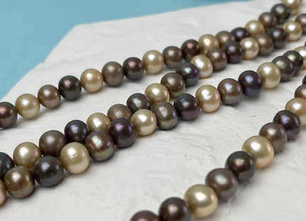8-9 mm AA Multi Color Off Round Freshwater Pearl Beads Mixed Beige Dark Gray Brown Pearls Genuine Freshwater Pearl Beads #P3061