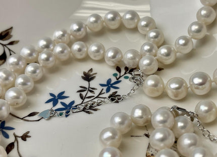 16/18/20/22/24/26 Inches Hand Knotted 9 mm AAA Freshwater Pearl Necklace Natural White High Luster Pearl Necklace W/Lobster Clasp #P3064