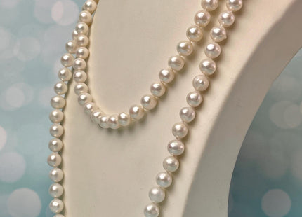 16/18/20/22/24/26 Inches Hand Knotted 9 mm AAA Freshwater Pearl Necklace Natural White High Luster Pearl Necklace W/Lobster Clasp #P3064