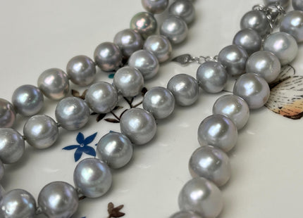 16/18/20/22/24/26 Inches Hand Knotted 9 mm AAA Freshwater Pearl Necklace Gray High Luster Pearl Necklace W/Lobster Clasp #P3065
