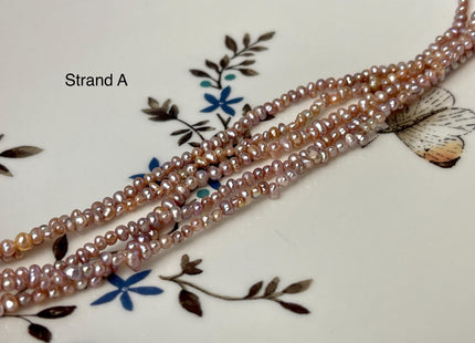 1.8-2 mm Natural Mauve Pink Tiny Potato Pearl Genuine Freshwater Seed Pearl Beads B or C Grade #P3066