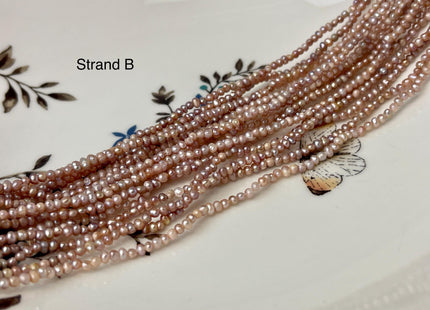 1.8-2 mm Natural Mauve Pink Tiny Potato Pearl Genuine Freshwater Seed Pearl Beads B or C Grade #P3066
