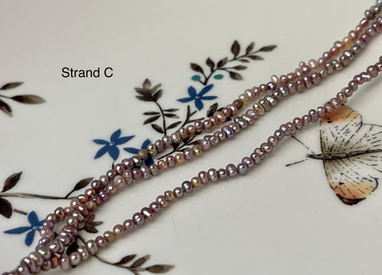 1.8-2 mm Natural Mauve Pink Tiny Potato Pearl Genuine Freshwater Seed Pearl Beads B or C Grade #P3066