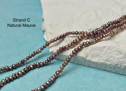 1.8-2 mm Natural Mauve Pink Tiny Potato Pearl Genuine Freshwater Seed Pearl Beads B or C Grade #P3066