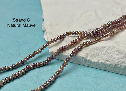 1.8-2 mm Natural Mauve Pink Tiny Potato Pearl Genuine Freshwater Seed Pearl Beads B or C Grade #P3066