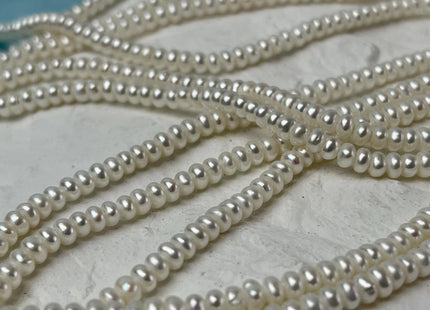 2x4mm AAA Large Hole Natural White Round Button Freshwater Pearls Hole Size 1.2 mm Genuine High Luster Seed Pearl 7.5 Inches #P3073