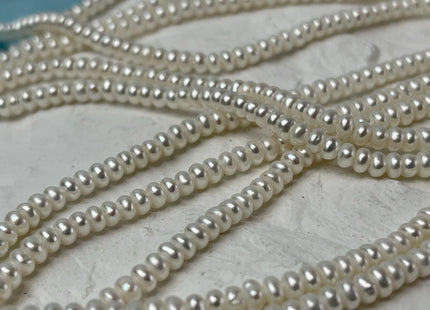 2x4mm AAA Large Hole Natural White Round Button Freshwater Pearls Hole Size 1.2 mm Genuine High Luster Seed Pearl 7.5 Inches #P3073