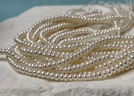 2x4mm AAA Large Hole Natural White Round Button Freshwater Pearls Hole Size 1.2 mm Genuine High Luster Seed Pearl 7.5 Inches #P3073