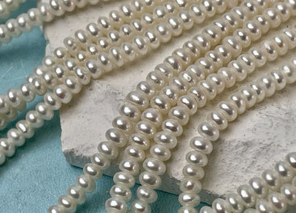 2x4mm AAA Large Hole Natural White Round Button Freshwater Pearls Hole Size 1.2 mm Genuine High Luster Seed Pearl 7.5 Inches #P3073