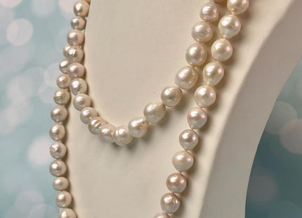 16"/18"/20"/24" 10-11mm White Baroque Pearl Necklace Hand Knotted White Edison Pearl Necklace Bridal Pearl Necklace #P3074