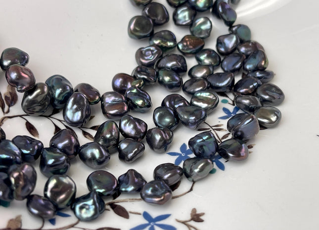8x10 mm AAAA Dark Peacock Color Keshi Freshwater Pearls Top Drilled Super High Luster Genuine Keshi Freshwater Pearls #P2973
