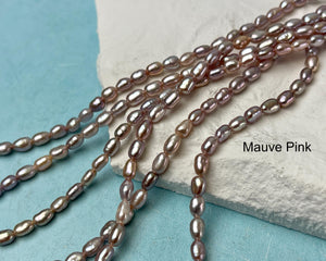 3x5 mm AAA Natural Mauve Pink Rice Tiny Seed Freshwater Pearl High Luster Seed Freshwater Pearl Genuine Top Quality Pearls #P3076
