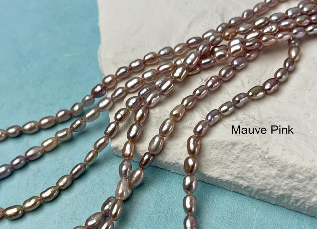 3x5 mm AAA Natural Mauve Pink Rice Tiny Seed Freshwater Pearl High Luster Seed Freshwater Pearl Genuine Top Quality Pearls #P3076