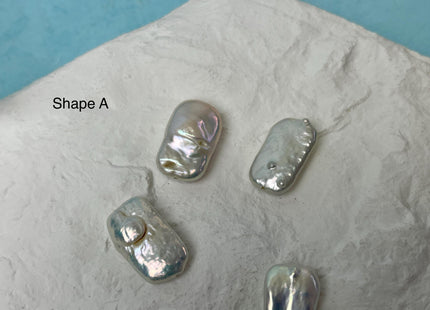 3 Pieces 7-12x12-20 mm AA Natural White Rectangle Square Coin Freshwater Pearl Beads Genuine High Luster Coin Freshwater Pearls #P2486