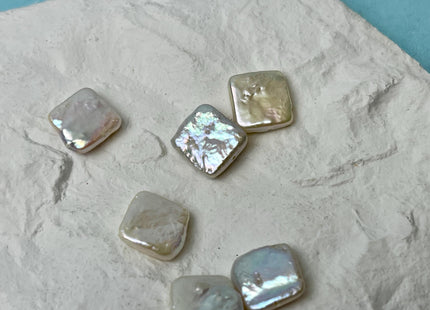 3 Pieces 10-12x20 mm AA Natural White Rectangle Coin Freshwater Pearl Beads Genuine High Luster Coin Freshwater Pearls #P2486-A