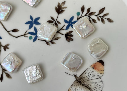 3 Pieces 10-12x20 mm AA Natural White Rectangle Coin Freshwater Pearl Beads Genuine High Luster Coin Freshwater Pearls #P2486-A