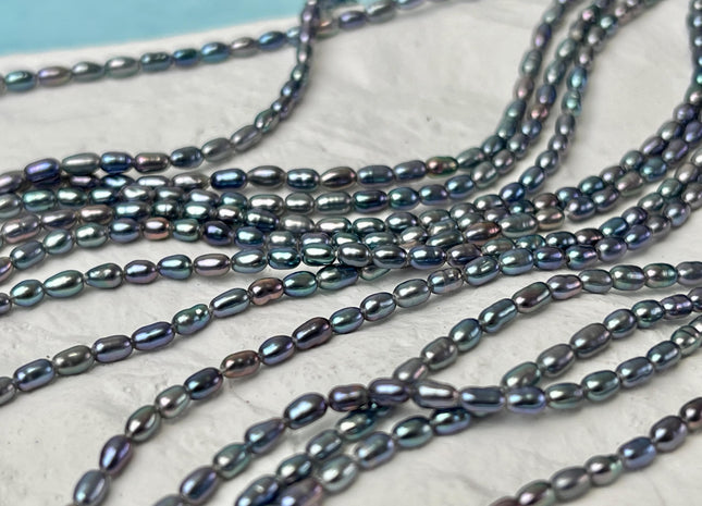 2x3-4 mm 3x5-6 mm AAAA Blue Rainbow Peacock Color Rice Tiny Seed Freshwater Pearls High Luster Seed Freshwater Pearls #P3080