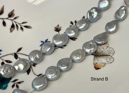 10-12 mm AA Gray Color Coin Freshwater Pearl Beads Genuine High Luster Tear Drop Shape Freshwater Coin Pearls #P3038