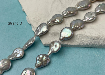 10-12 mm AA Gray Color Coin Freshwater Pearl Beads Genuine High Luster Tear Drop Shape Freshwater Coin Pearls #P3038