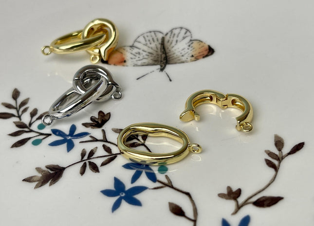 12x20 mm Yellow and White Gold Plated Brass Antique Rectangular Shape Clasp DIY Jewelry #10329