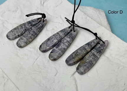 One Pair 12x45 mm Natural Purple Malachite Gemstone Top Drilled Teardrop Cabochon Long Teardrop Matching Gemstone Earring Pendant #3360