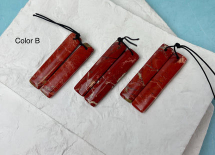 One Pair 10x47mm Natural Ocean Jasper Top Drilled Teardrop Cabochon Long Rectangle Matching Red Jasper Gemstone Earring Pendant #3363