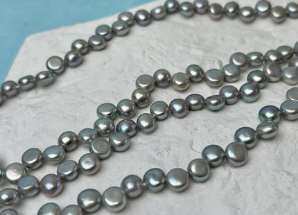 5mm 7-7.5mm AAA Gray Round Button Freshwater Pearl Beads Genuine Top Drilled Button Freshwater Pearls #P3078