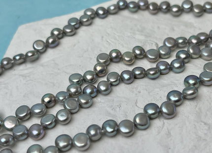 5mm 7-7.5mm AAA Gray Round Button Freshwater Pearl Beads Genuine Top Drilled Button Freshwater Pearls #P3078