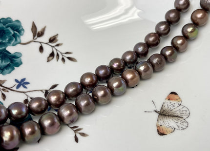 11-12 mm AAA Round Chocolate Brown Genuine Freshwater Pearl Bead, Brown Freshwater Pearls #P3058