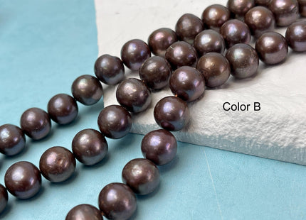 11-12 mm AAA Round Chocolate Brown Genuine Freshwater Pearl Bead, Brown Freshwater Pearls #P3058