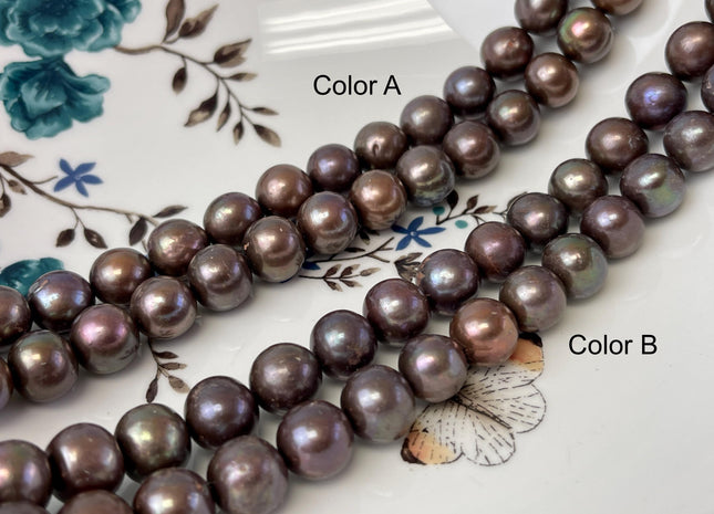 11-12 mm AAA Round Chocolate Brown Genuine Freshwater Pearl Bead, Brown Freshwater Pearls #P3058
