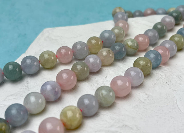 6mm 8mm 10mm 12mm Natural Color Smooth Round Morganite Gemstone Beads High Quality Pink Blue Green Color Morganite Gemstone Beads. #2277