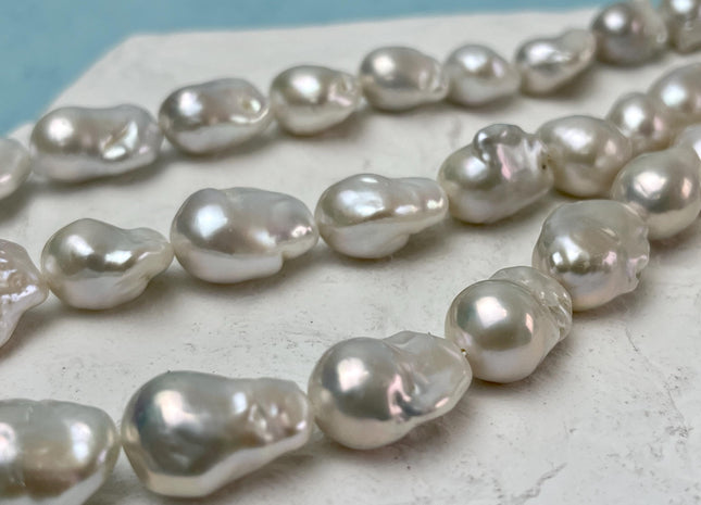 11x13-12x16 mm AA Rare Baroque Natural White Freshwater Pearls Quality High Luster White Baroque Pearls 25-29 Beads #P3093