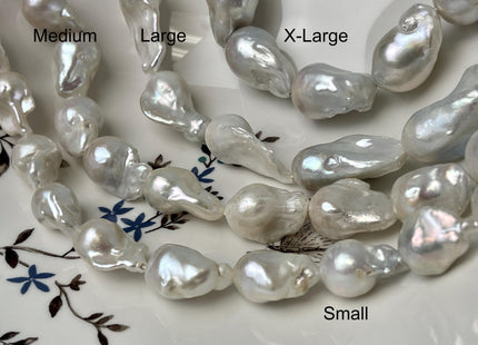 12x15-25x30mm Natural White Freshwater Baroque Pearl Genuine Tear Drop Baroque Pearl Beads #P3077