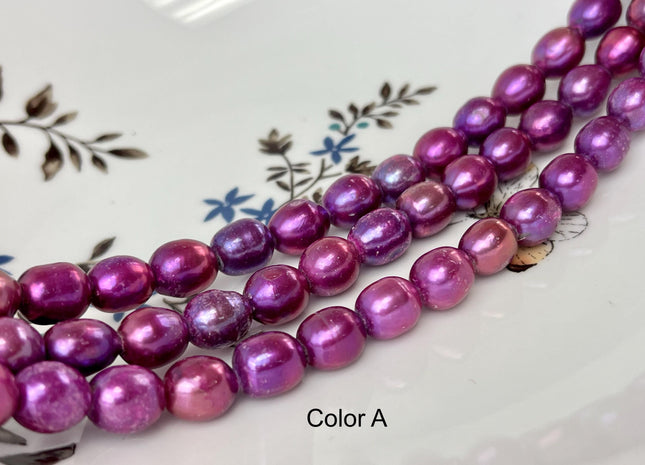 9x10-11 mm AA Large Hole Fuchsia Purple Pink Freshwater Pearl Beads Rice/Oval Shape Hole 2.1mm Genuine Freshwater Pearl 38 Beads #P3092