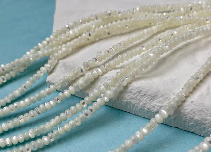 2.5x4 mm Smooth Rondelle Natural Mother of Pearl Gemstone Beads Genuine White MOP Beads 15.5 Inches Strand #4700