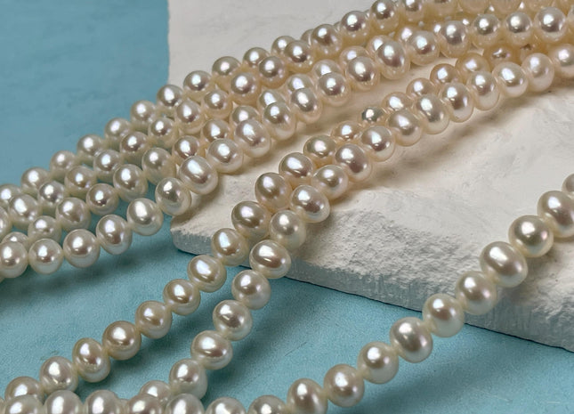 7-8 mm AAA Natural White Potato Freshwater Pearls Genuine Natural Freshwater Pearl Beads White Freshwater Pearls #P3082