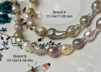 10-14x14-28 mm AAA Natural Mauve Seaweed Pink With Iridescent Color Baroque Pearl Beads Rare High Luster Genuine Baroque Pearls #P3081