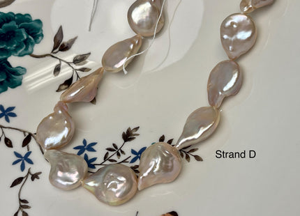 10-19 mm AAA Very Rare Natural Champagne Seaweed Mauve Pink Flat Keshi Freshwater Pearl Beads Rare Keshi Freshwater Pearls #P3070