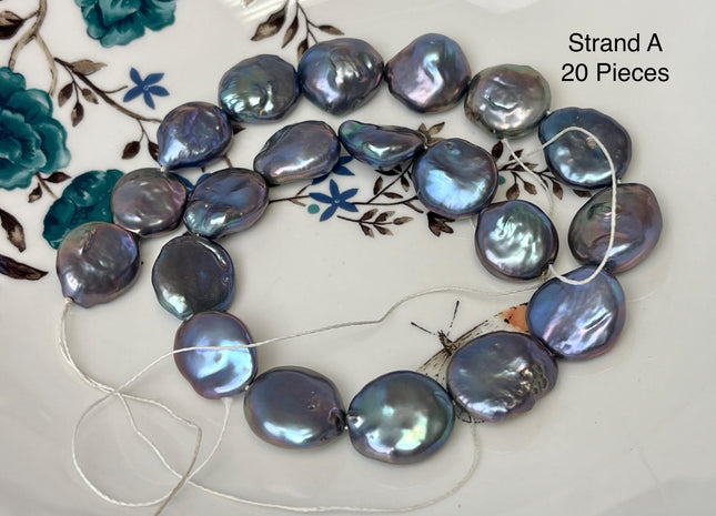 15-18x17-21 mm AAA Very Rare Rainbow Peacock Flat Coin Keshi Freshwater Pearl Beads Rare Keshi Freshwater Pearls #P3071